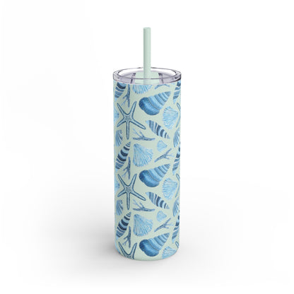 Ocean-themed tumbler with double-wall insulation

