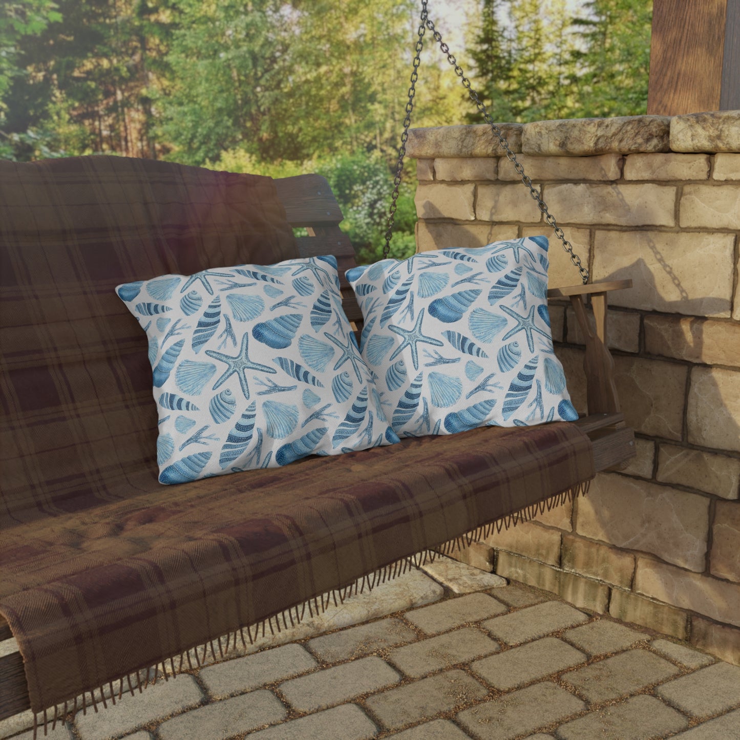 OUTDOOR PILLOWS:  SEA SHELL PATTERN