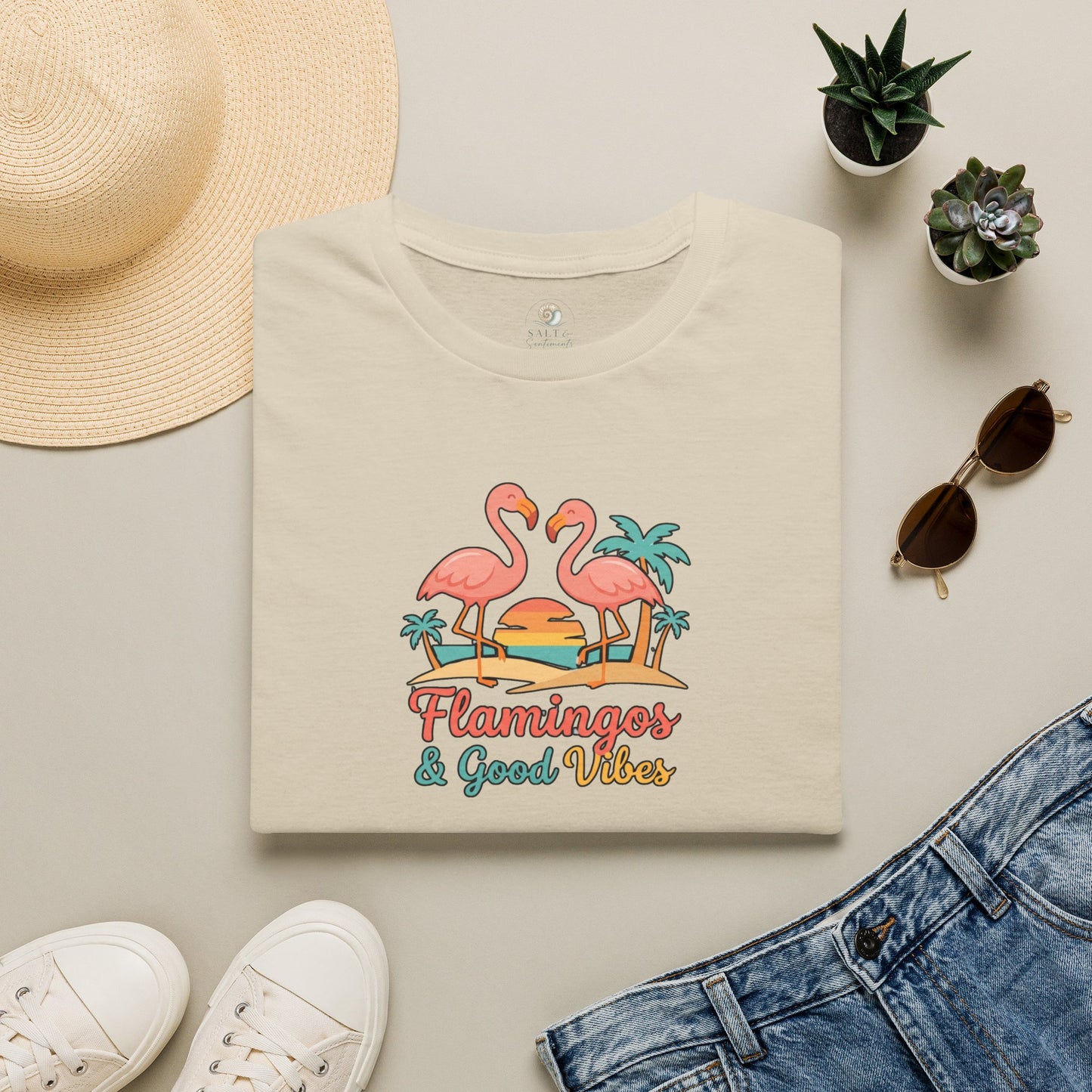 FLAMINGOS & GOOD VIBES TEE