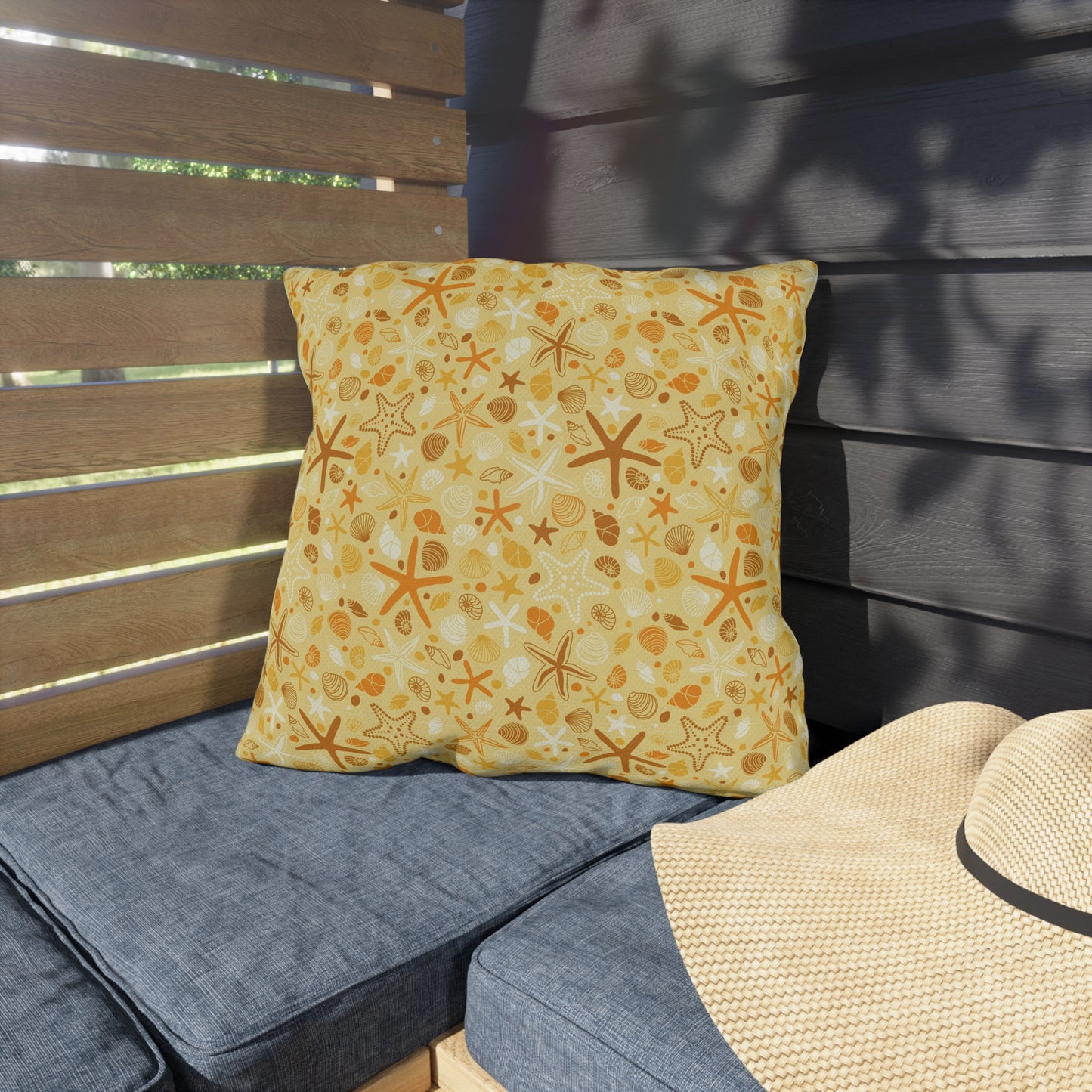 OUTDOOR PILLOWS: YELLOW STARFISH PATTERN