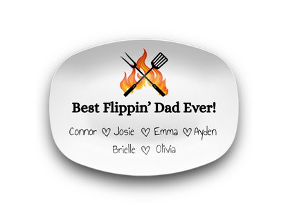 Personalized "Best Flippin’ Dad Ever" platter with kids’ names