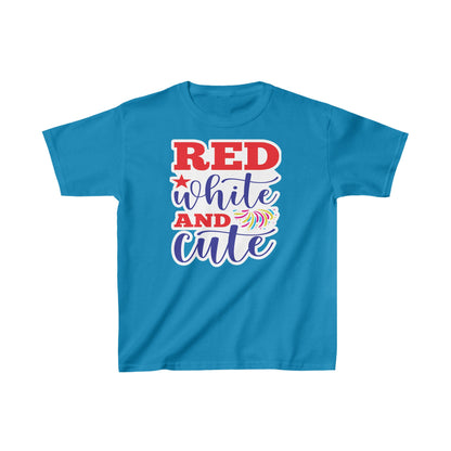 Get trendy with Red White and Cute Kids Heavy Cotton™ Blue Tee 