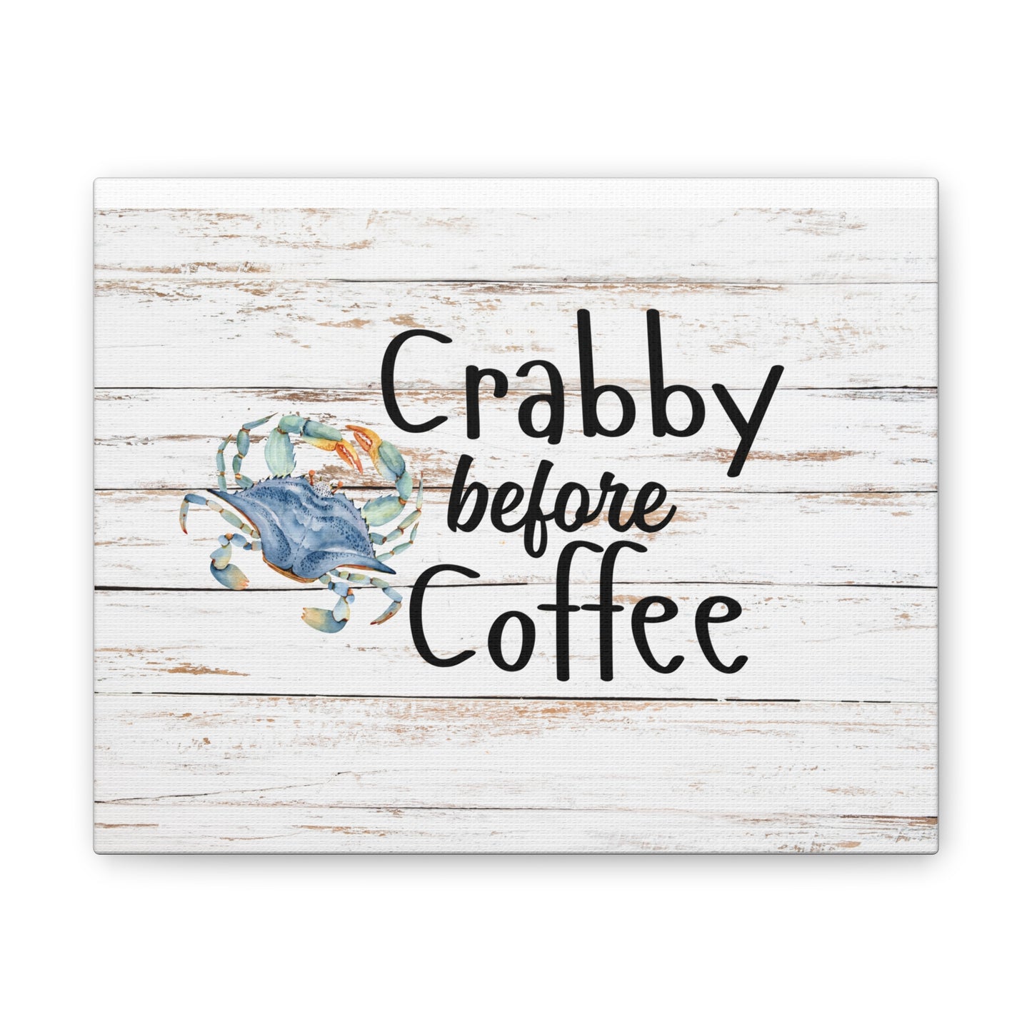 Crabby Before Coffee Sign | Coastal Kitchen Wall Art | Funny Beach House Décor