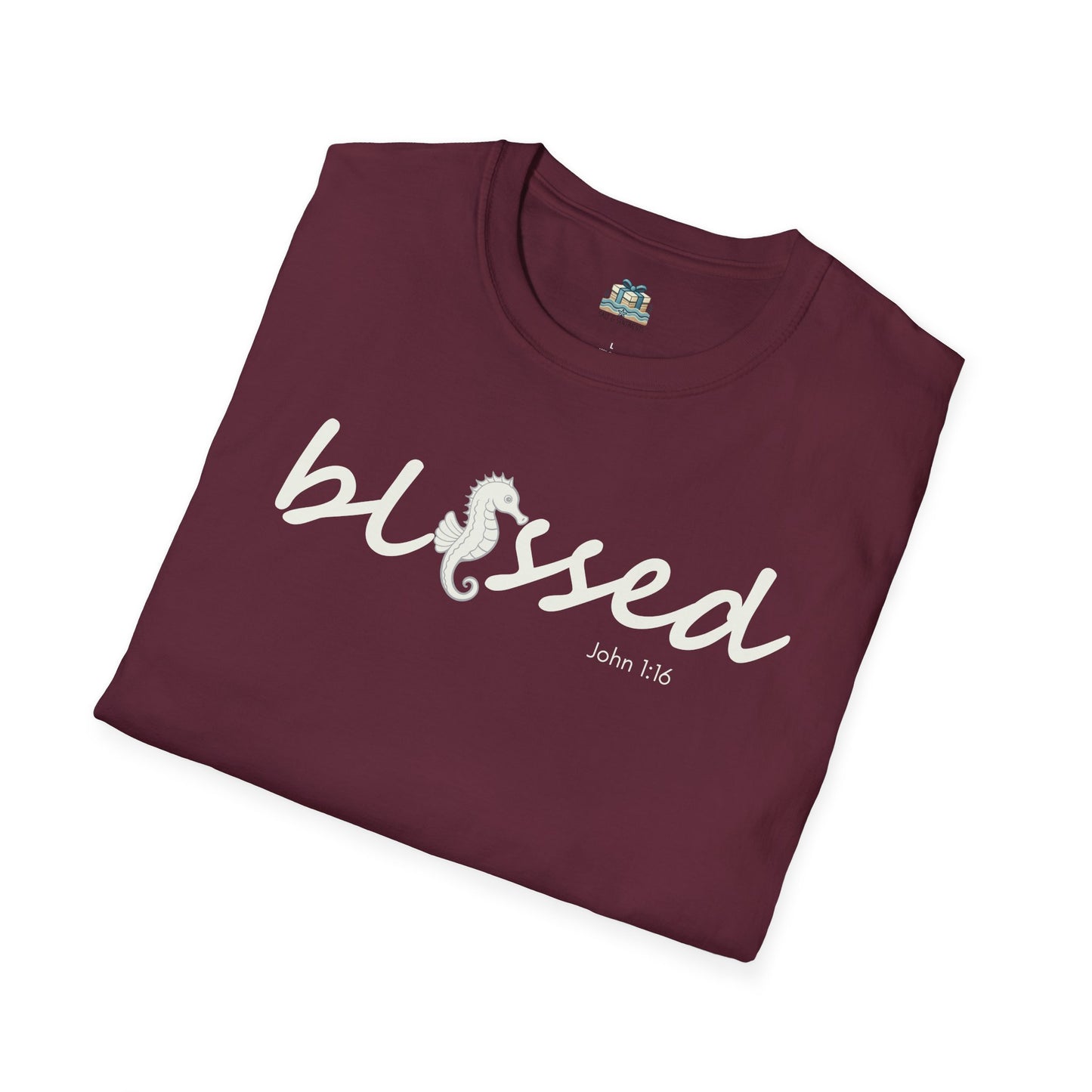 Blessed Seahorse Christian T-Shirt | Coastal Bible Verse Tee