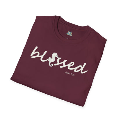Blessed Seahorse Christian T-Shirt | Coastal Bible Verse Tee
