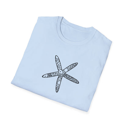Light blue t-shirt with a black starfish design on a white background