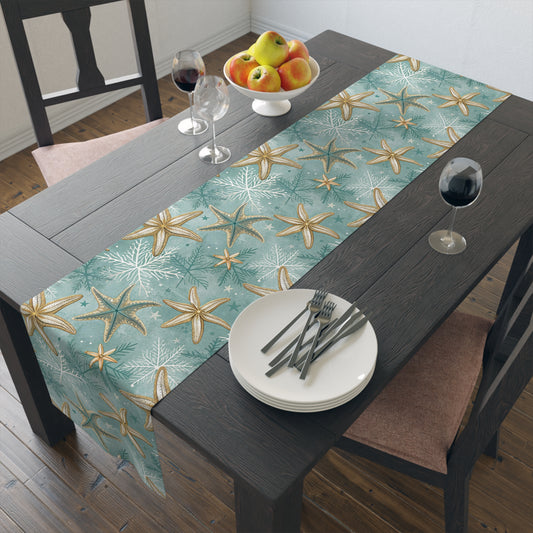 Coastal Starfish Table Runner – Beach Christmas Table Décor in Cotton or Polyeste
