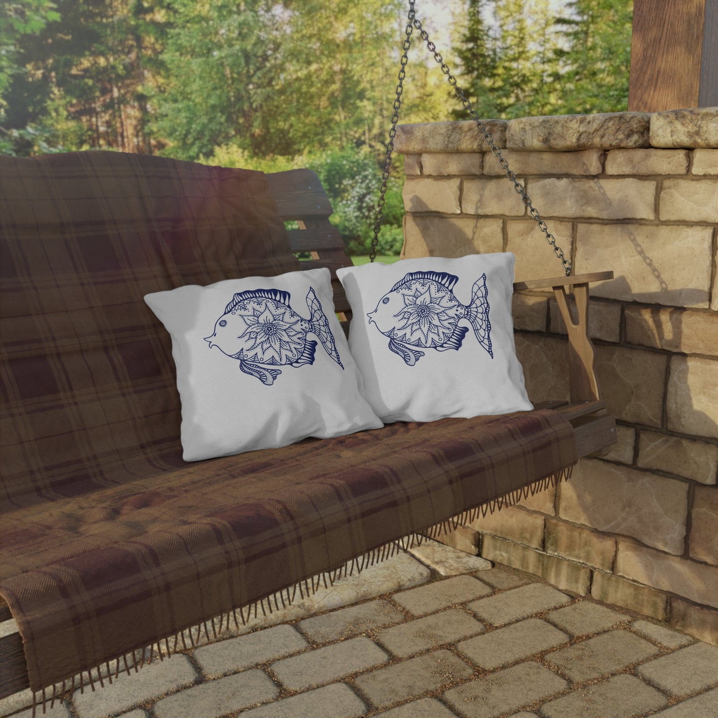 OUTDOOR PILLOW:  FISH DESIGN