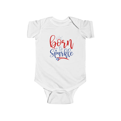 White Born to sparkle infant bodysuit