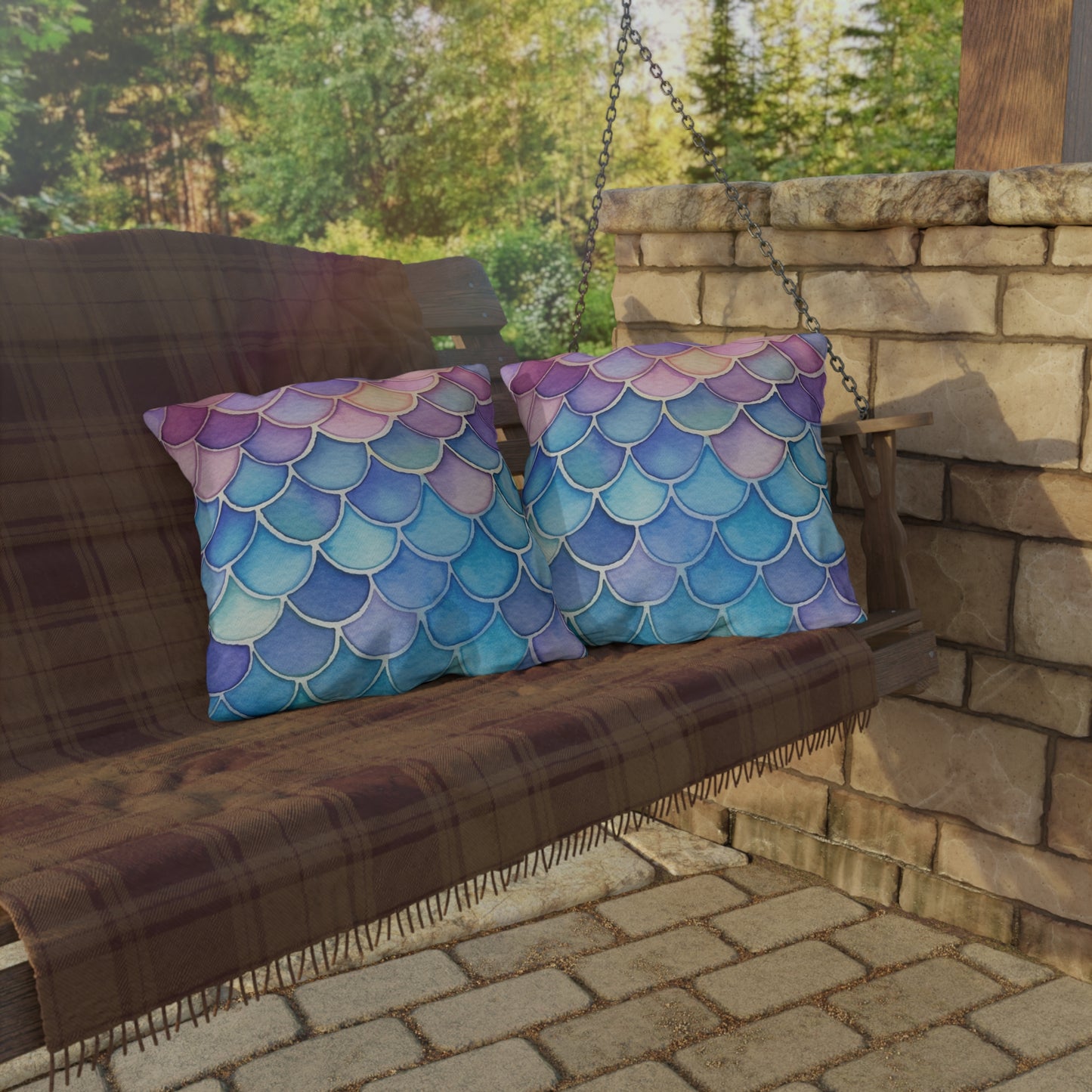 OUTDOOR PILLOWS:  MERMAID TAIL PATTERN