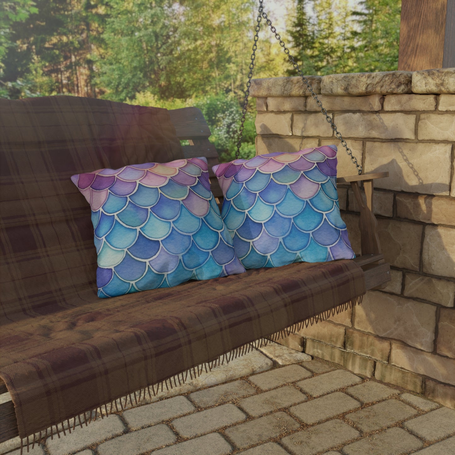 OUTDOOR PILLOWS:  MERMAID TAIL PATTERN