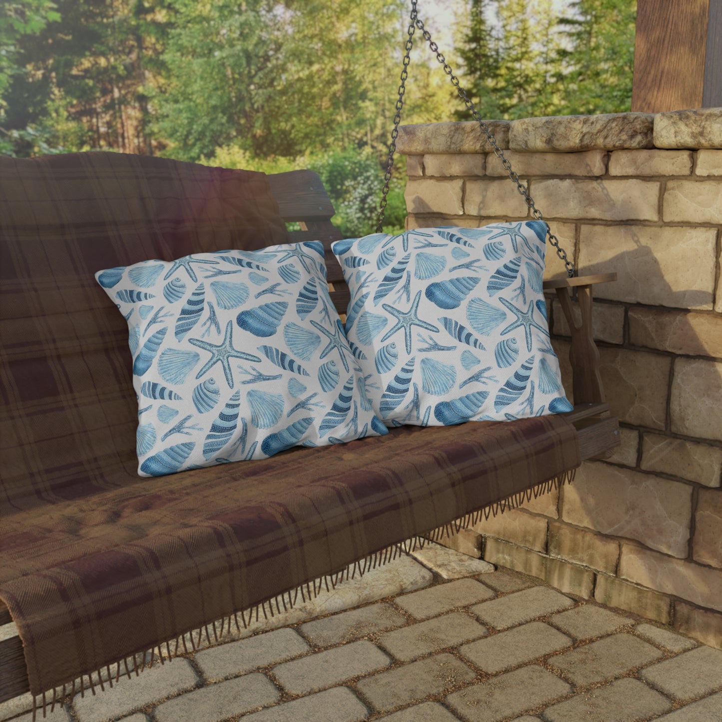OUTDOOR PILLOWS:  SEA SHELL PATTERN