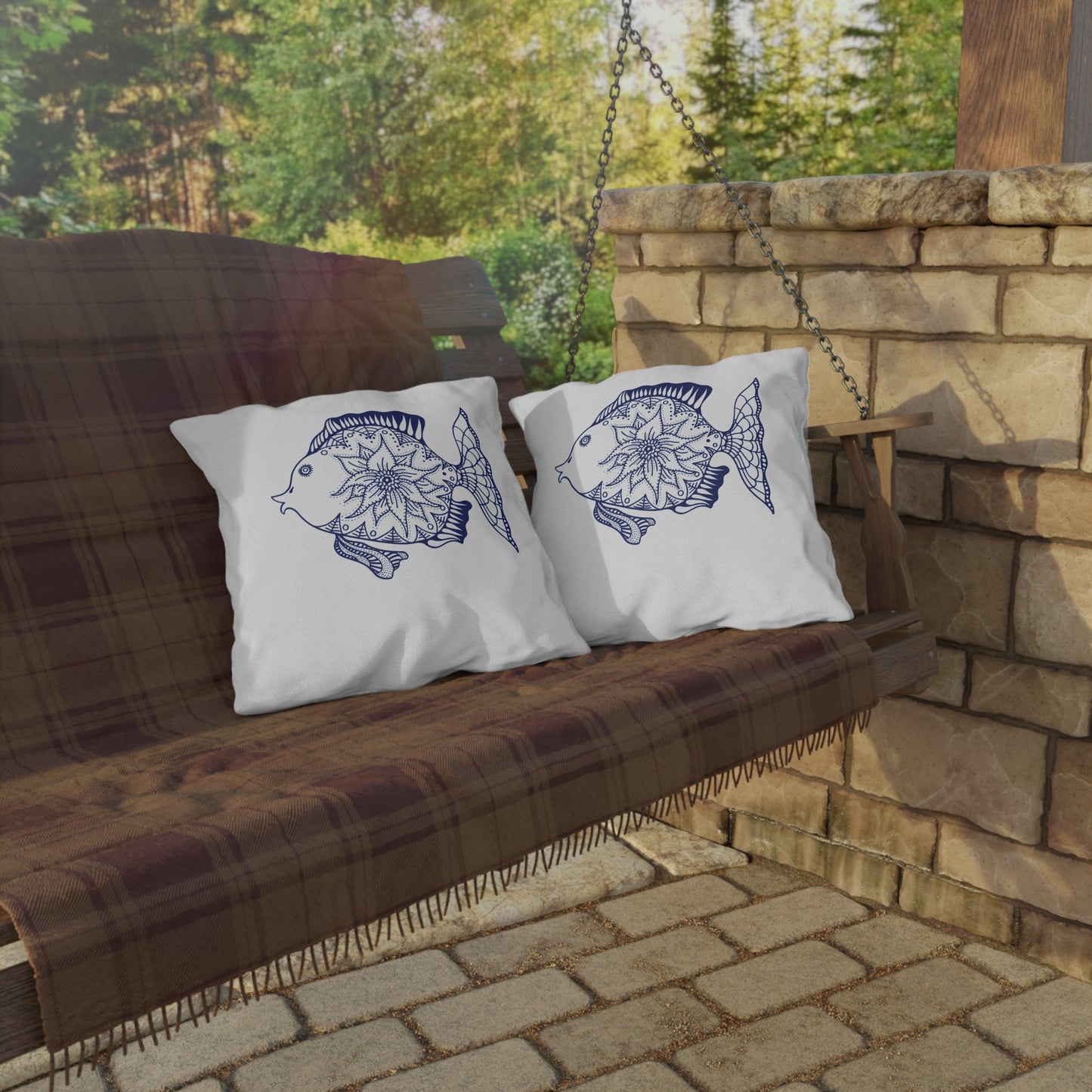 OUTDOOR PILLOW:  FISH DESIGN