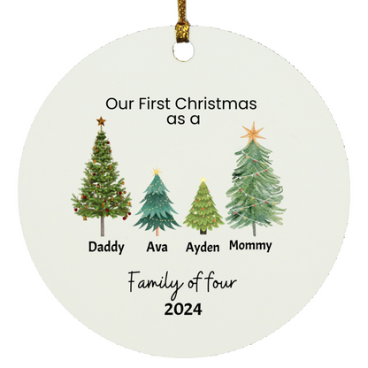 Christmas| First Christmas as a Family of....Circular Ornament