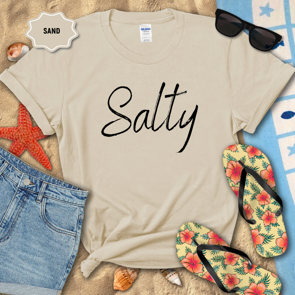SALTY DISTRESSED SCRIPT TEE