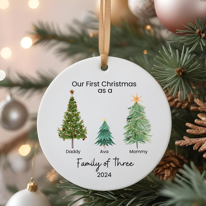 Christmas| First Christmas as a Family of....Circular Ornament