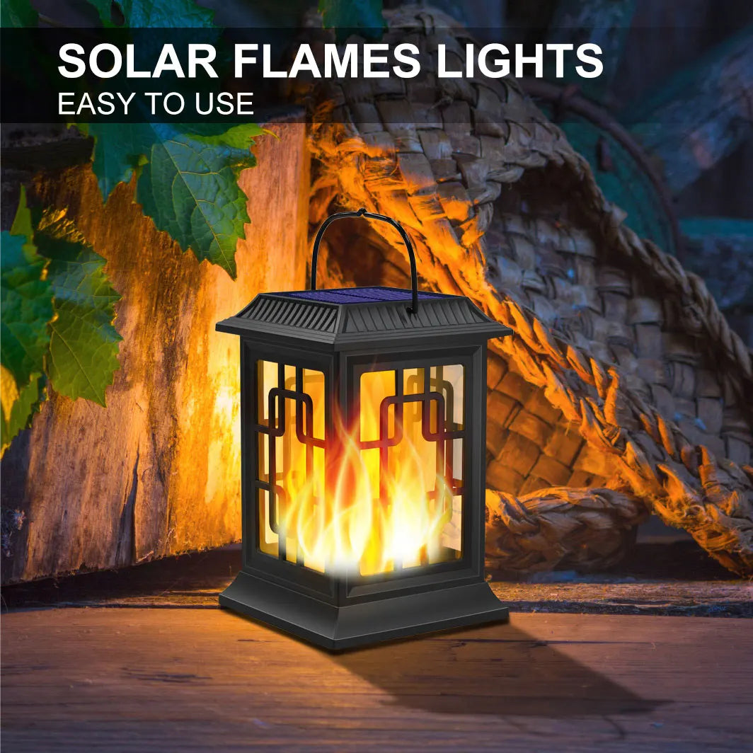 2Pcs Solar Lanterns Outdoor Waterproof Flickering Flame Solar Lantern LED Hanging Lanterns Decorative Lights for Garden