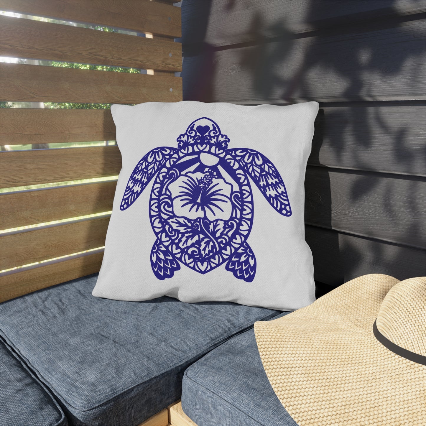 OUTDOOR PILLOWS:  BLUE TURTLE DESIGN
