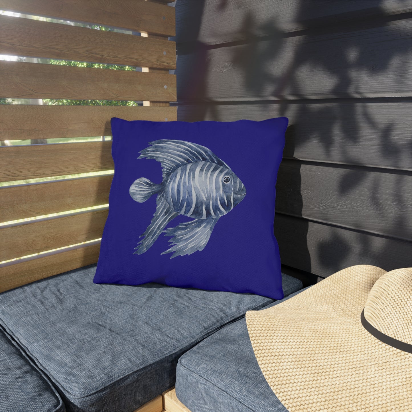 OUTDOOR PILLOW:  FLUFFY FISH DESIGN