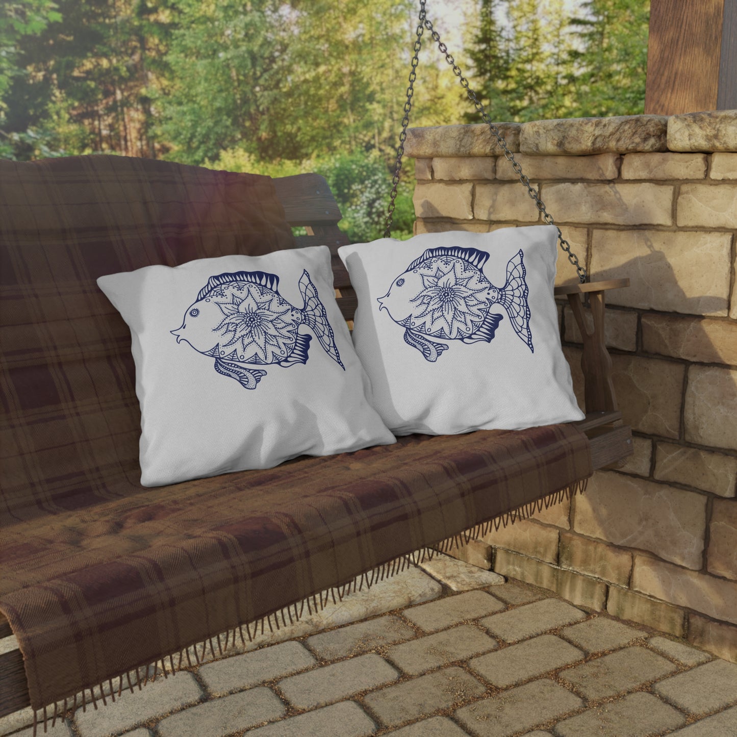 OUTDOOR PILLOW:  FISH DESIGN