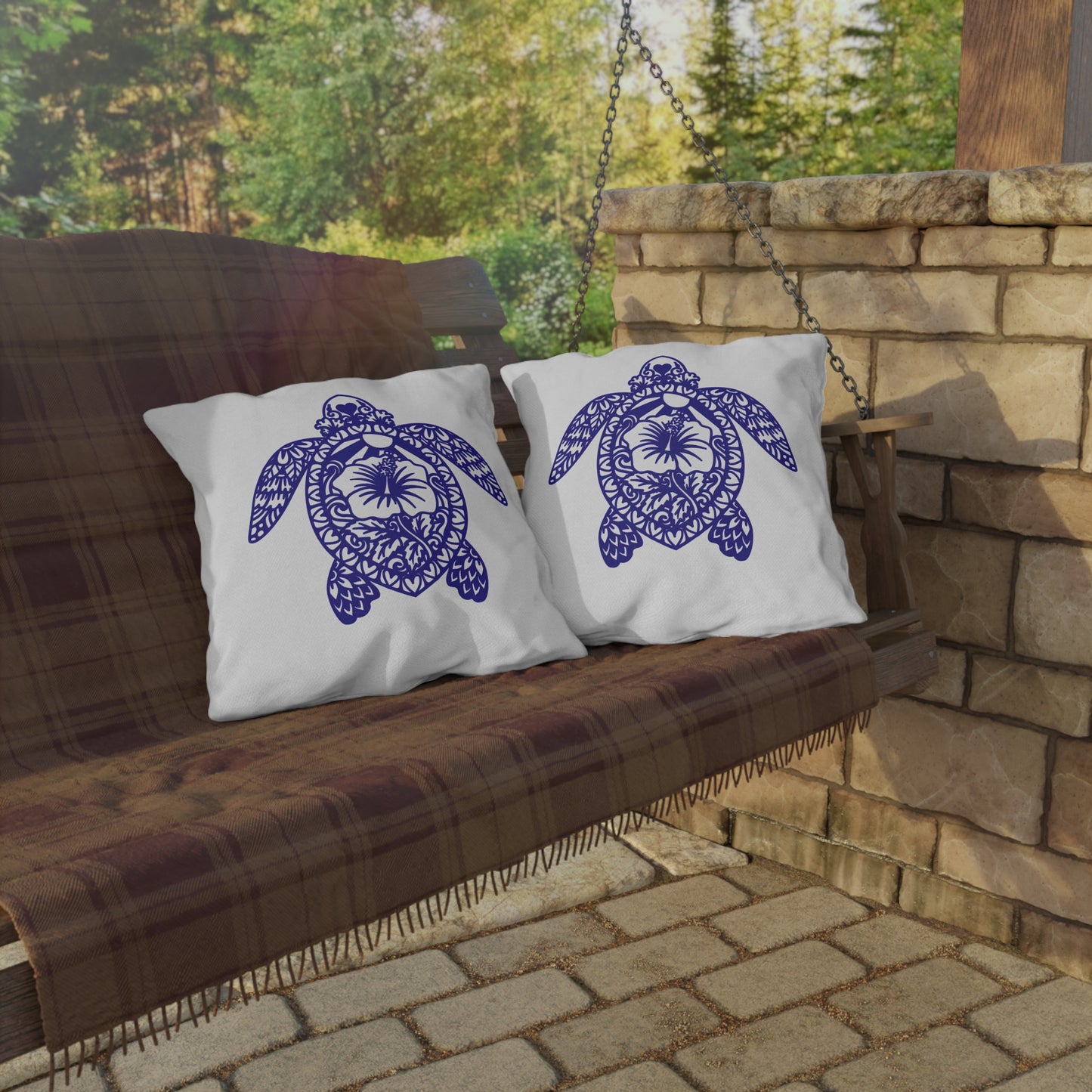 OUTDOOR PILLOWS:  BLUE TURTLE DESIGN