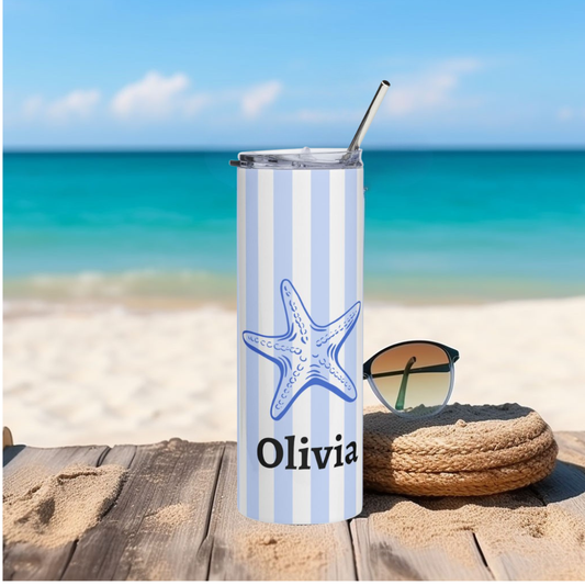 BEACHY STAR FISH SKINNY TUMBLER, 20oz