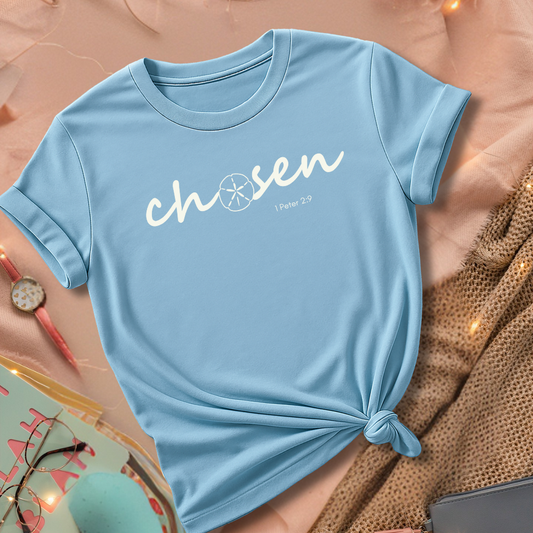 Chosen Sand Dollar Christian T-Shirt | Coastal Bible Verse Tee