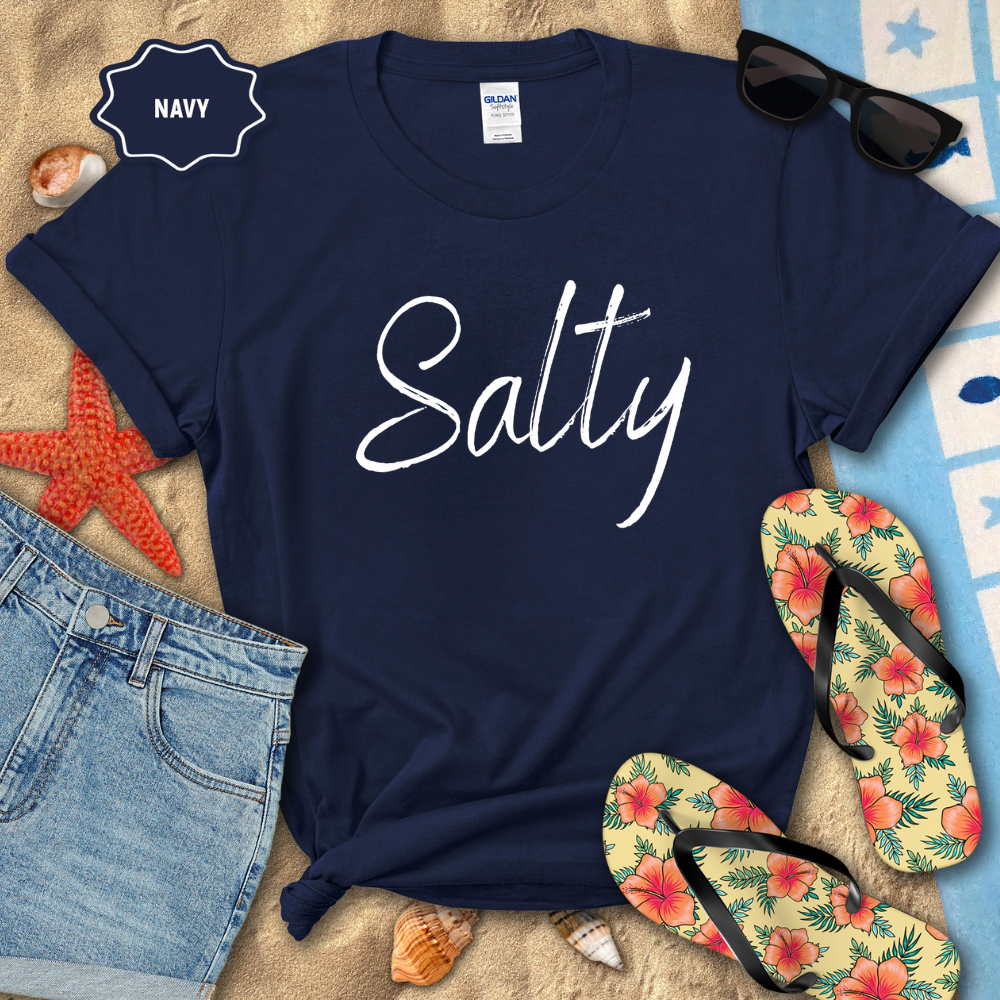 SALTY DISTRESSED SCRIPT TEE