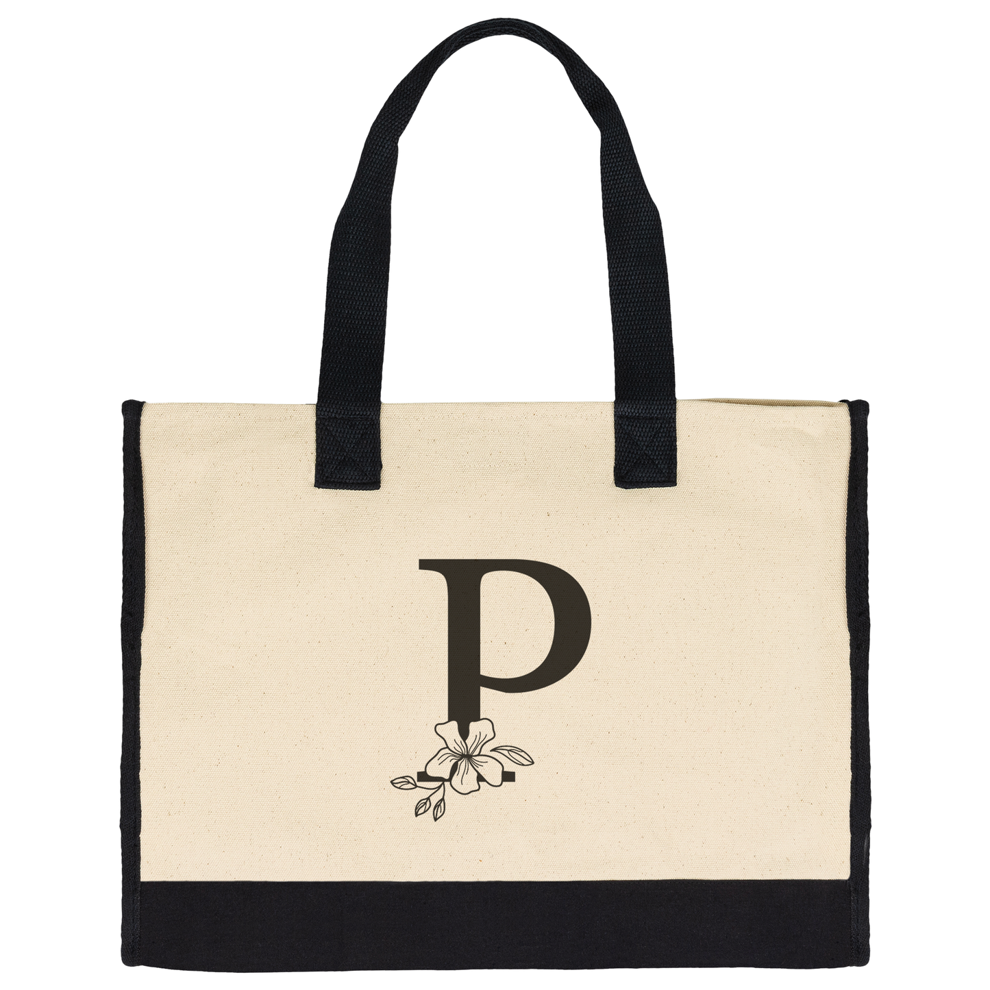 Personalized Initial Canvas Tote Bag