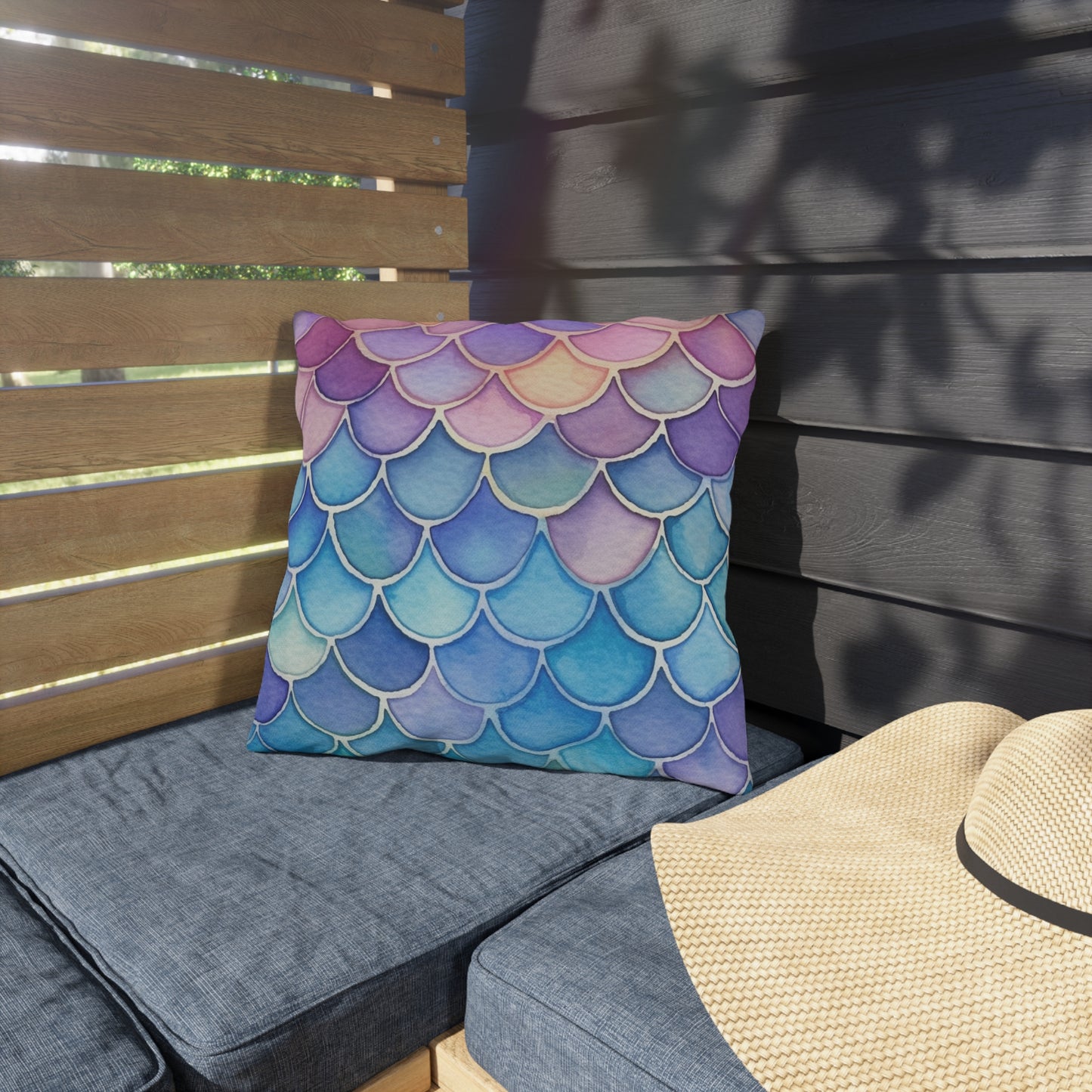 OUTDOOR PILLOWS:  MERMAID TAIL PATTERN