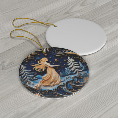 Christmas| Enchanting Winter Night Ceramic Ornament