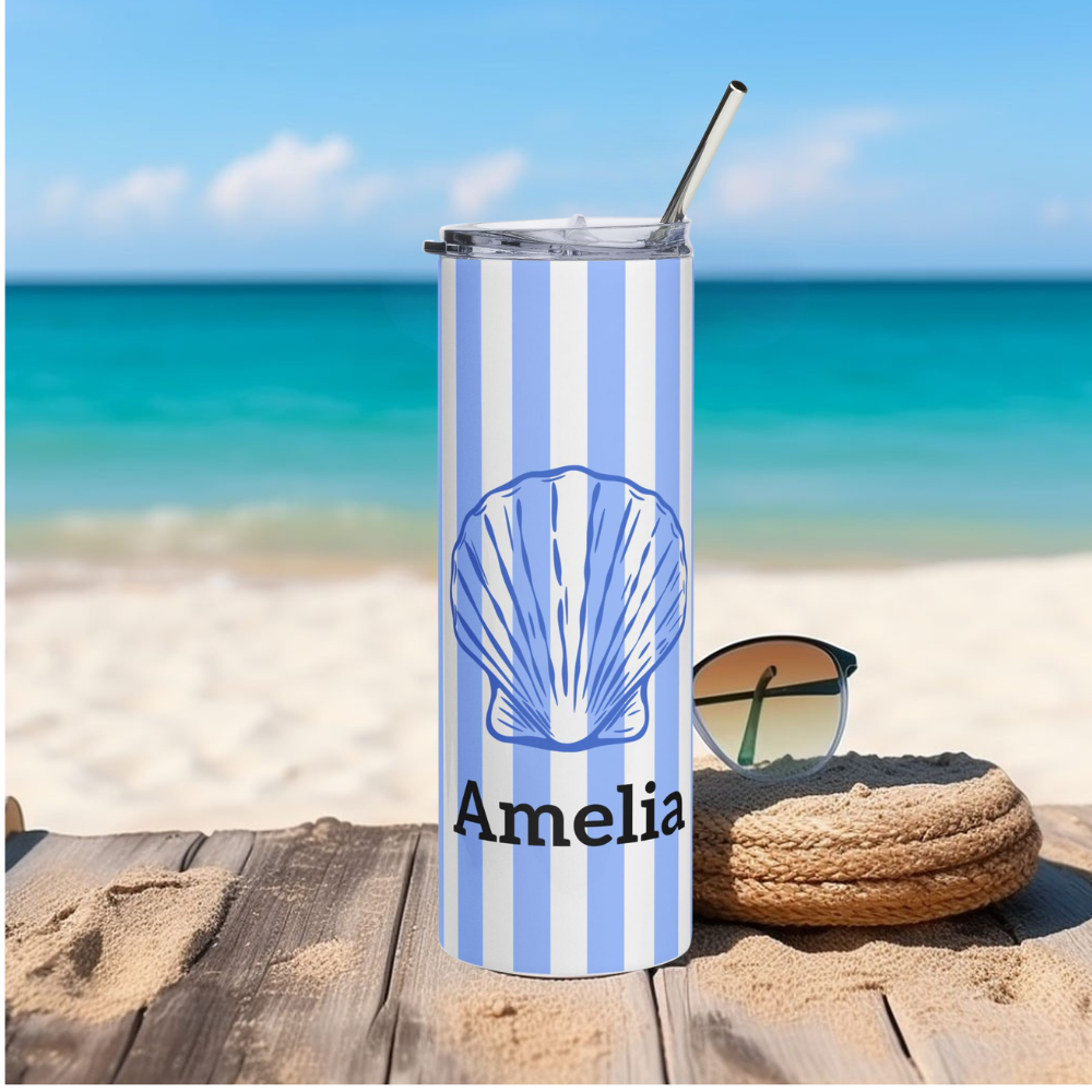 BEACHY SEA SHELL SKINNY TUMBLER, 20oz