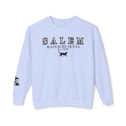 Salem, Massachusetts Est. 1629 Halloween Sweatshirt - Custom Design with Witch & Black Cat