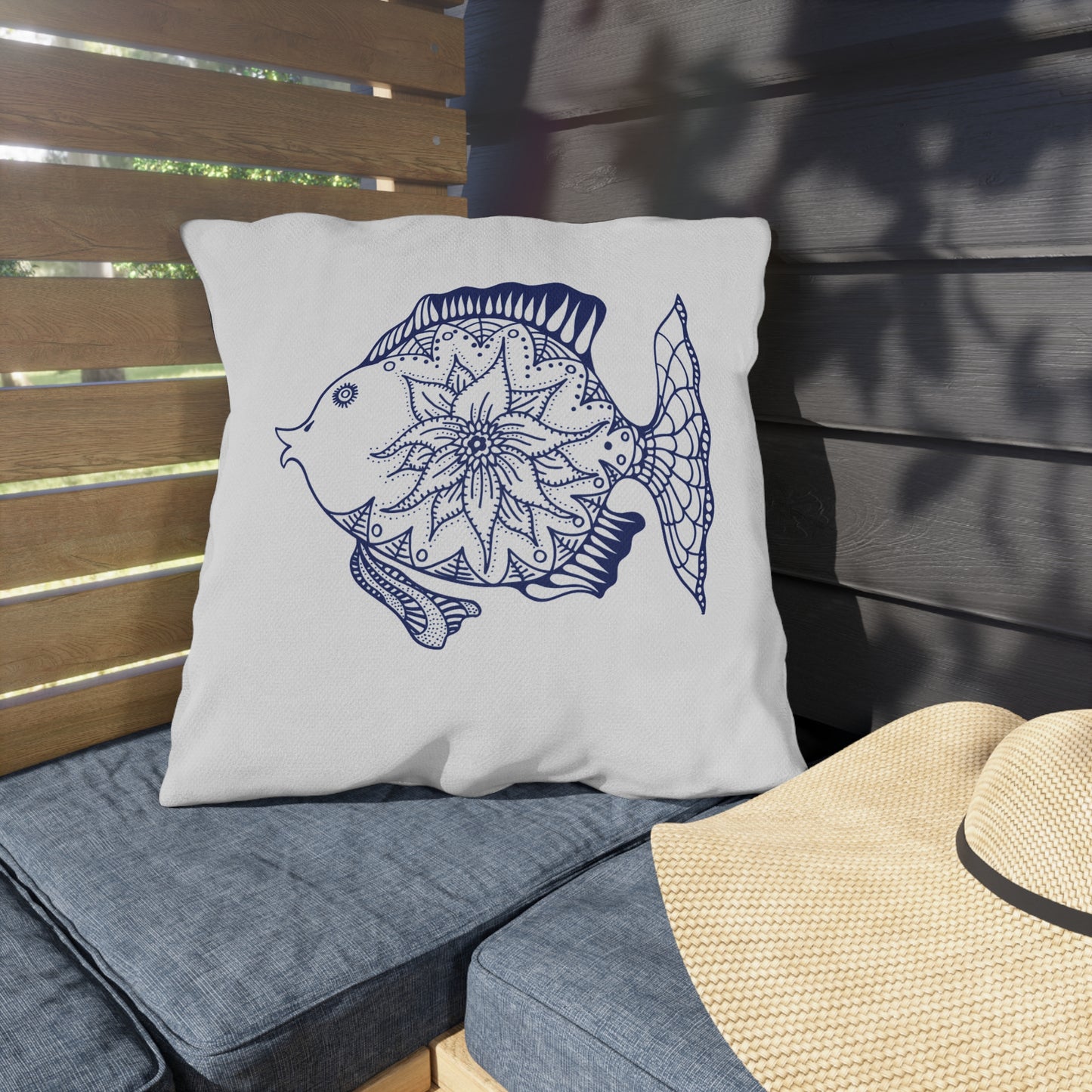 OUTDOOR PILLOW:  FISH DESIGN