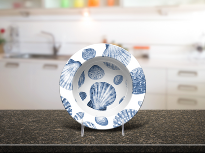 Durable polymer bowl featuring ocean shell pattern

