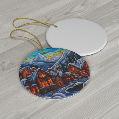 Christmas| Charming Snowy Village Ceramic Christmas Ornament – Durable Ceramic with Glossy Finish