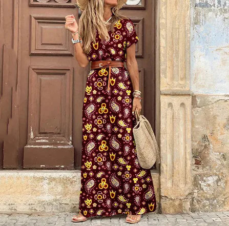 Bold print boho chic dress available in multiple colors

