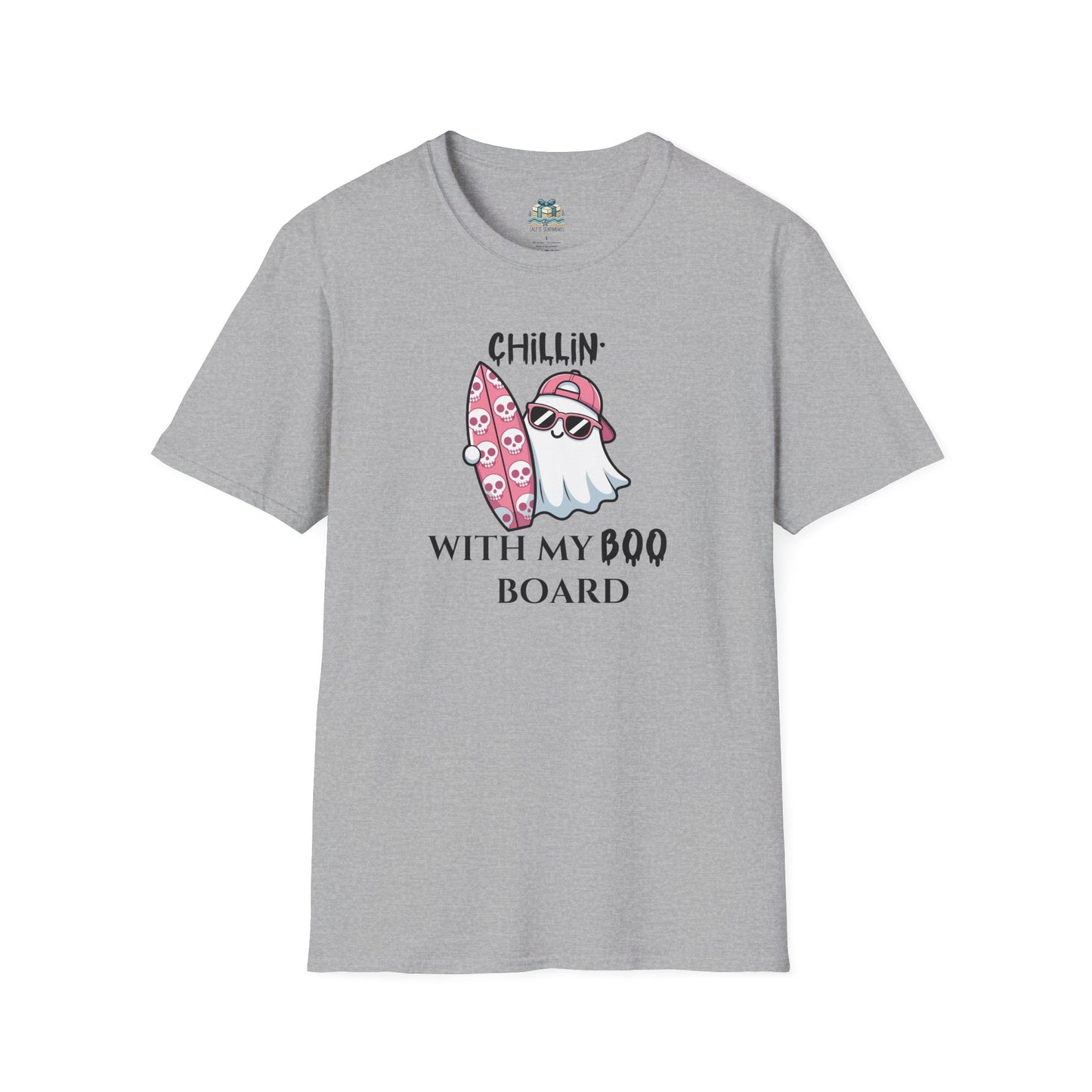 Coastal Halloween graphic tee with cool ghost surfer design