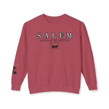 Salem, Massachusetts Est. 1629 Halloween Sweatshirt - Custom Design with Witch & Black Cat