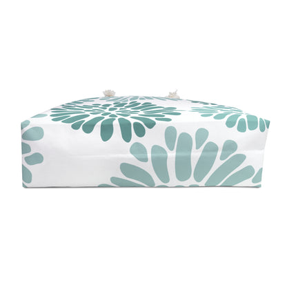 Seafoam Floral Burst Beach Bag – Oversized Weekender Tote