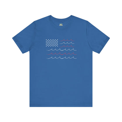Minimalist red, white, and blue wave t-shirt 