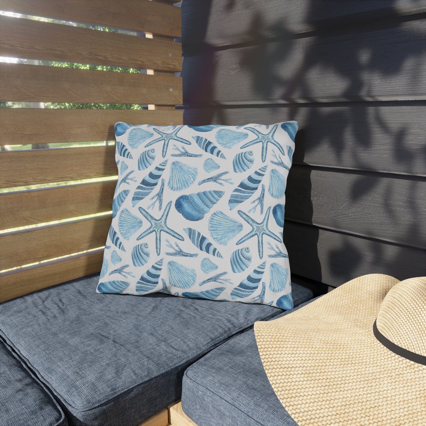 OUTDOOR PILLOWS:  SEA SHELL PATTERN