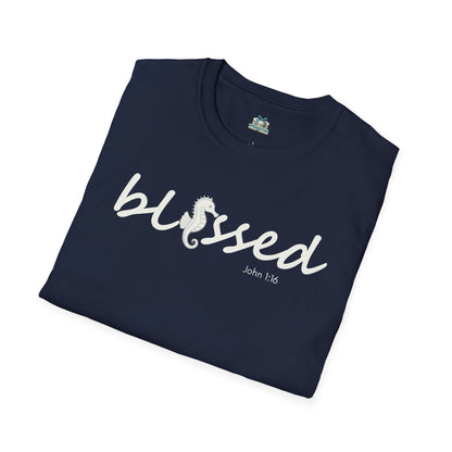Blessed Seahorse Christian T-Shirt | Coastal Bible Verse Tee