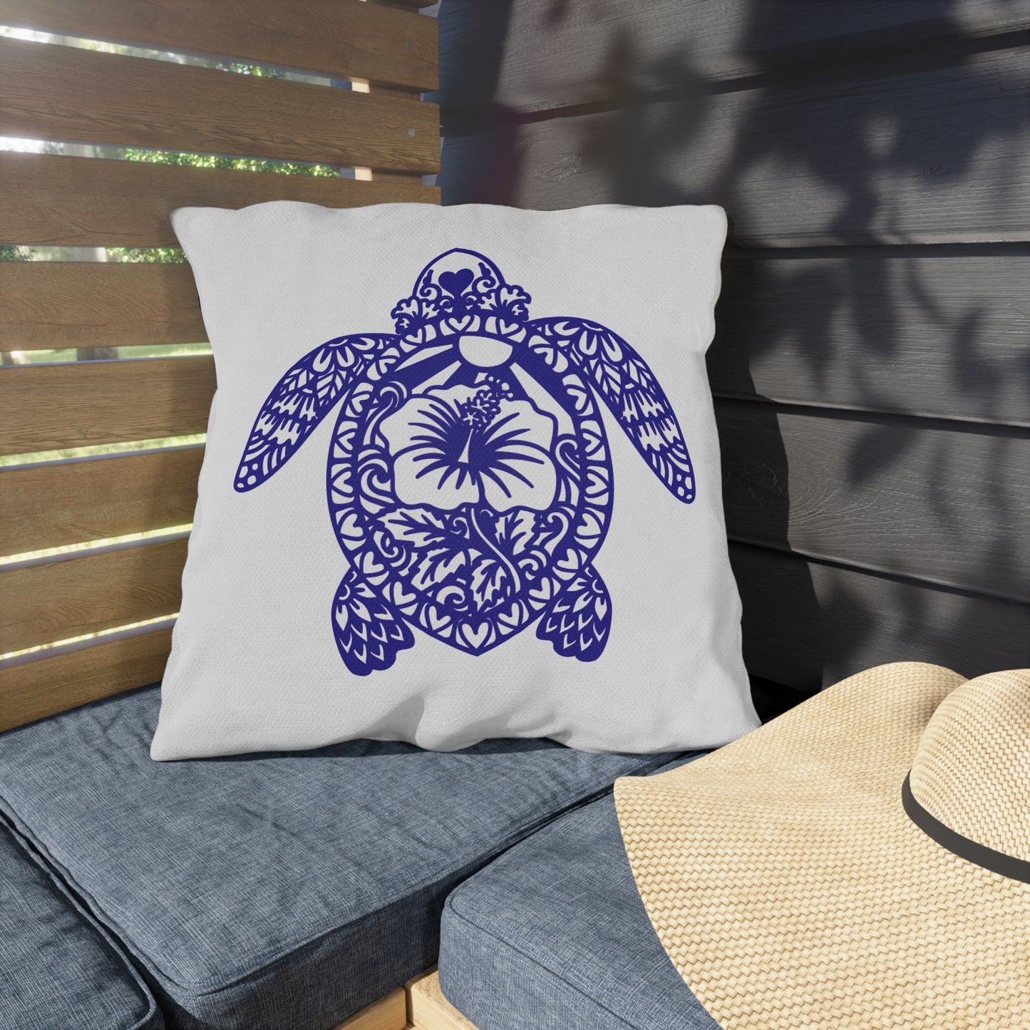 OUTDOOR PILLOWS:  BLUE TURTLE DESIGN