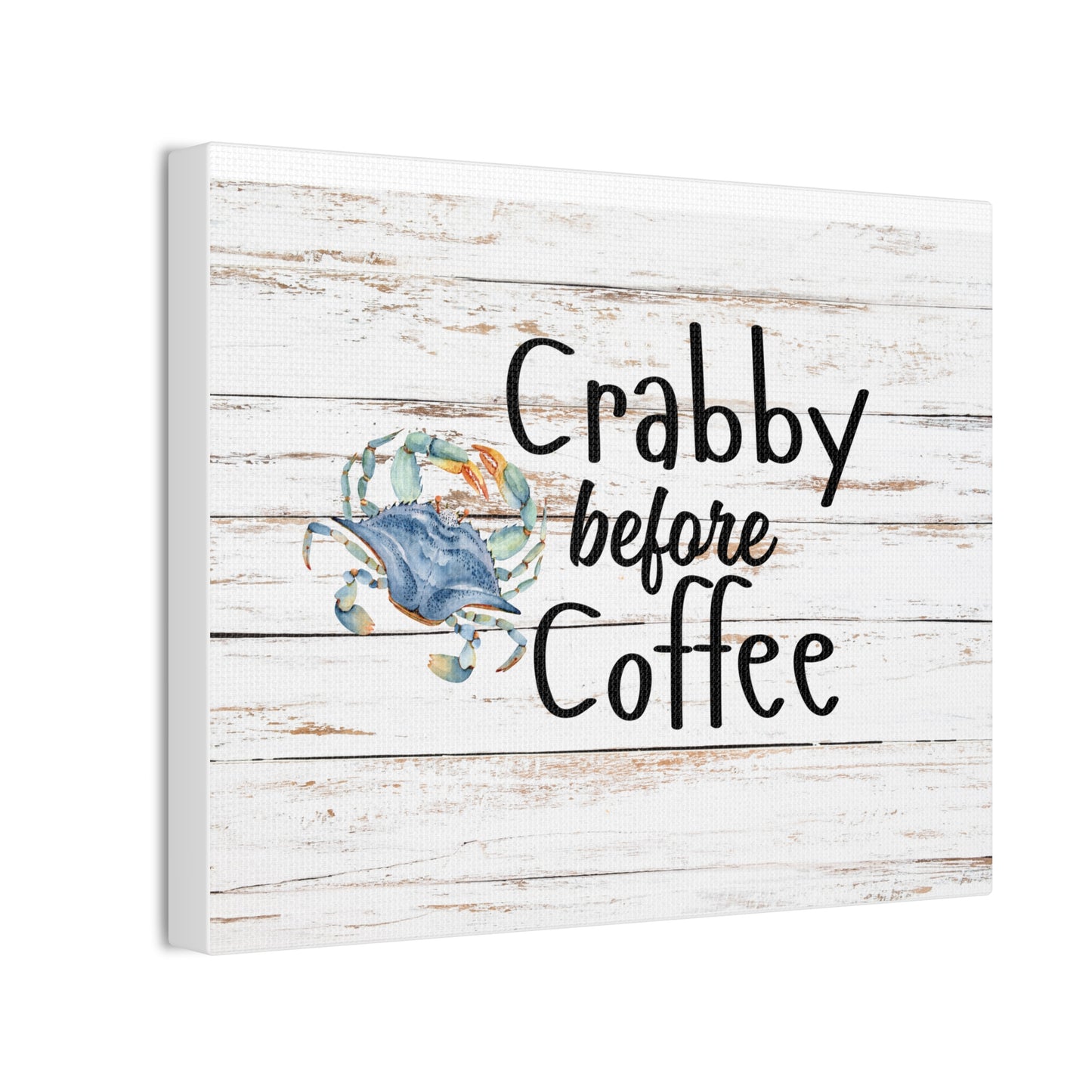Crabby Before Coffee Sign | Coastal Kitchen Wall Art | Funny Beach House Décor