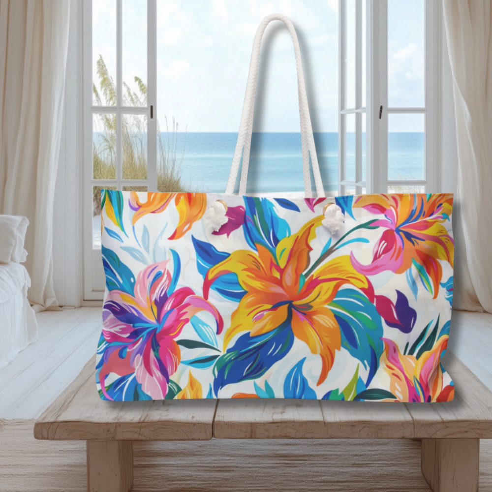 TROPICAL FLOWERS BEACH BAG