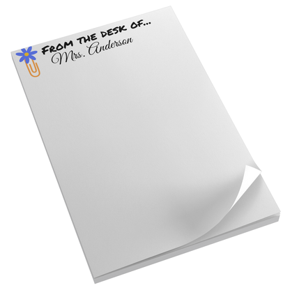 Personalized desk pad for teacher appreciation gift flowered paper clip variant