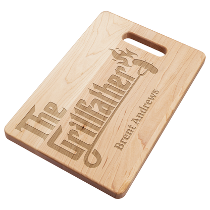 Custom BBQ cutting board for Dad with engraved name