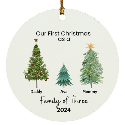 Christmas| First Christmas as a Family of....Circular Ornament