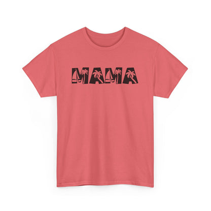 Coral Gildan tee with bold black tropical letters